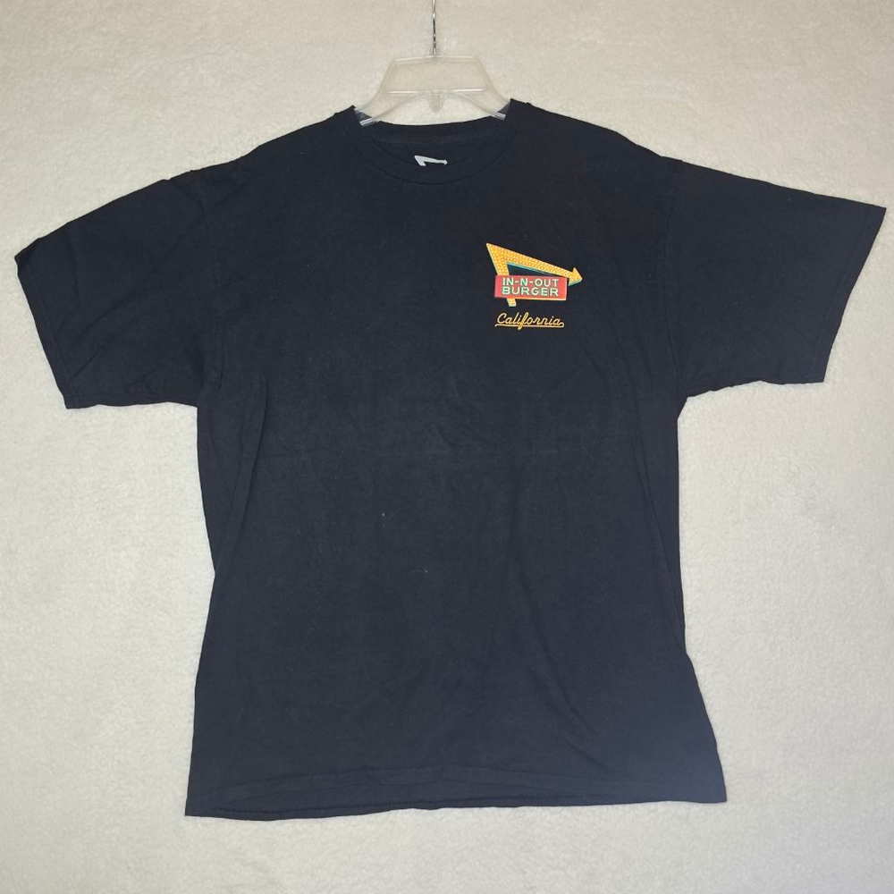 In-N-Out Burger T-Shirt Large California Hot Rod Cars Sunset Graphic Black Tee L